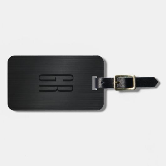 Monogramm aus schwarz gebürstetem Aluminium Gepäckanhänger (Vorderseite horizontal)