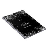 Monogramm aus schwarzem Glitzer glamourös Notizblock (Rechte Seite)