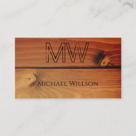 Monogramm aus schwarzem Holz und Kirschholz Visitenkarte (Vorderseite)