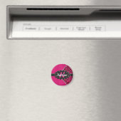 Monogramm aus schwarzem Leder in rosa Geparden Magnet (In Situ (Geschirrspüler))