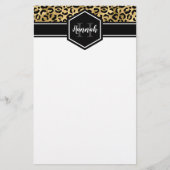 Monogramm aus schwarzem Leopard Briefpapier (Vorderseite)