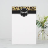 Monogramm aus schwarzem Leopard Briefpapier (Stehend Vorderseite)