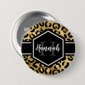 Monogramm aus schwarzem Leopard Button (Vorne & Hinten)