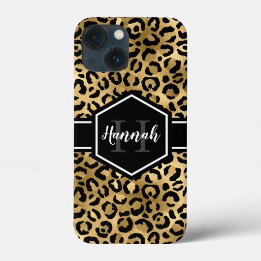 Monogramm aus schwarzem Leopard Case-Mate iPhone Hülle (Rückseite)