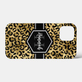 Monogramm aus schwarzem Leopard Case-Mate iPhone Hülle (Rückseite (Horizontal))