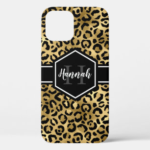 Monogramm aus schwarzem Leopard Case-Mate iPhone Hülle
