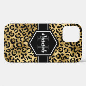 Monogramm aus schwarzem Leopard Case-Mate iPhone Hülle (Rückseite (Horizontal))