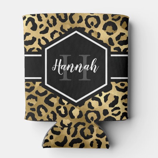 Monogramm aus schwarzem Leopard Dosenkühler (Rückseite)