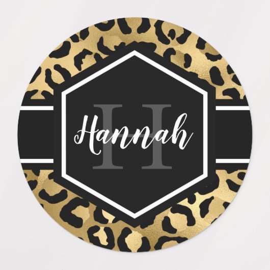 Monogramm aus schwarzem Leopard Etiketten (Design 1)