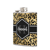 Monogramm aus schwarzem Leopard Flachmann (Links)