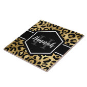 Monogramm aus schwarzem Leopard Fliese (Seite)