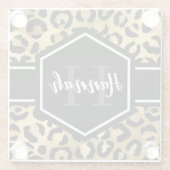 Monogramm aus schwarzem Leopard Glasuntersetzer (Rückseite)