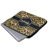 Monogramm aus schwarzem Leopard Laptopschutzhülle (Vorne Knopf)