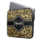 Monogramm aus schwarzem Leopard Laptopschutzhülle (Vorderseite Links)