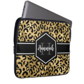 Monogramm aus schwarzem Leopard Laptopschutzhülle (Vorne Rechts)