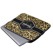 Monogramm aus schwarzem Leopard Laptopschutzhülle (Vorne Knopf)