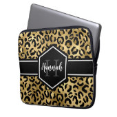Monogramm aus schwarzem Leopard Laptopschutzhülle (Vorderseite Links)