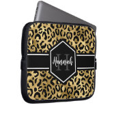 Monogramm aus schwarzem Leopard Laptopschutzhülle (Vorne Rechts)