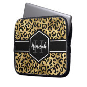 Monogramm aus schwarzem Leopard Laptopschutzhülle (Vorderseite Links)
