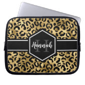 Monogramm aus schwarzem Leopard Laptopschutzhülle (Vorderseite)