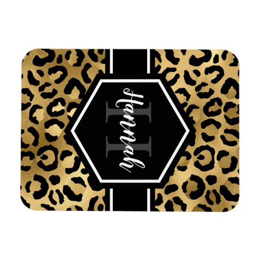 Monogramm aus schwarzem Leopard Magnet (Horizontal)