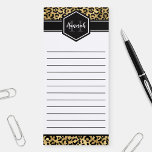 Monogramm aus schwarzem Leopard Magnetischer Notizblock<br><div class="desc">Chic gold und schwarz leopard drucken Magnetnotepad mit individuelle Name und Monogramm Vorlage. Ein niedlicher und trendiger Safari-Tiermuster-Hintergrund,  der mit einem eigenen Stück Personalisierung überragt wird.</div>