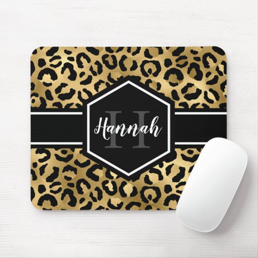 Monogramm aus schwarzem Leopard Mousepad (Mit Mouse)