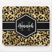 Monogramm aus schwarzem Leopard Mousepad (Vorne)