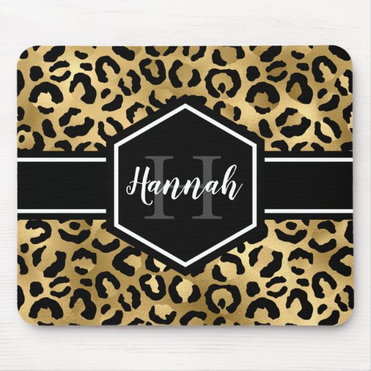Monogramm aus schwarzem Leopard Mousepad (Vorne)