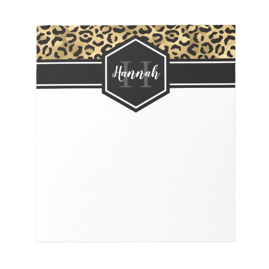 Monogramm aus schwarzem Leopard Notizblock (Vorderseite)