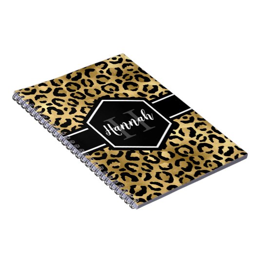 Monogramm aus schwarzem Leopard Notizblock (Rechte Seite)