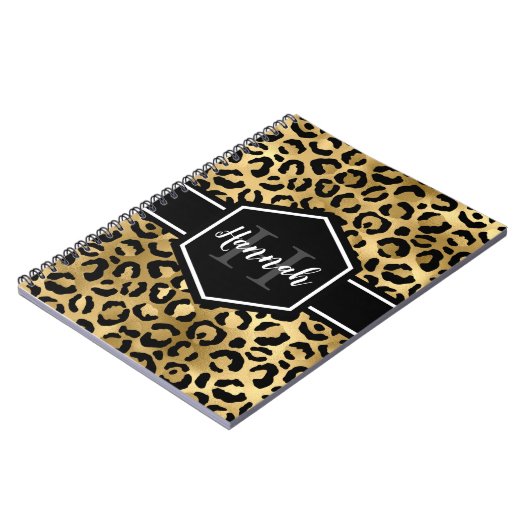 Monogramm aus schwarzem Leopard Notizblock (Linke Seite)