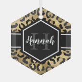 Monogramm aus schwarzem Leopard Ornament Aus Glas (Vorderseite)