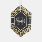 Monogramm aus schwarzem Leopard Ornament Aus Glas (Vorderseite Links)