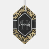 Monogramm aus schwarzem Leopard Ornament Aus Glas (Vorderseite Rechts)