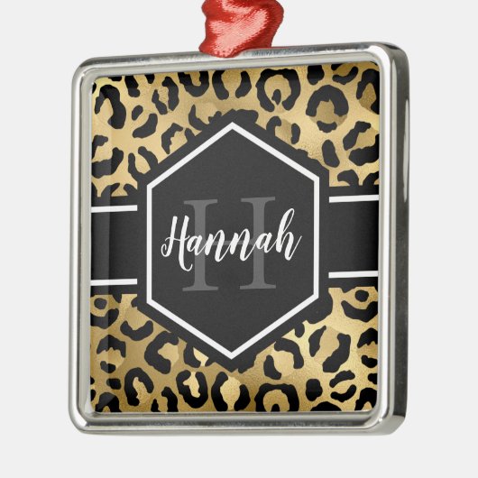 Monogramm aus schwarzem Leopard Ornament Aus Metall (Links)