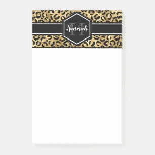 Monogramm aus schwarzem Leopard Post-it Klebezettel