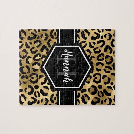 Monogramm aus schwarzem Leopard Puzzle (Horizontal)