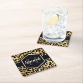 Monogramm aus schwarzem Leopard Rechteckiger Pappuntersetzer (Vor Ort)