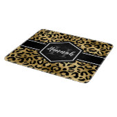 Monogramm aus schwarzem Leopard Schneidebrett (Ecke)