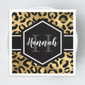 Monogramm aus schwarzem Leopard Serviette
