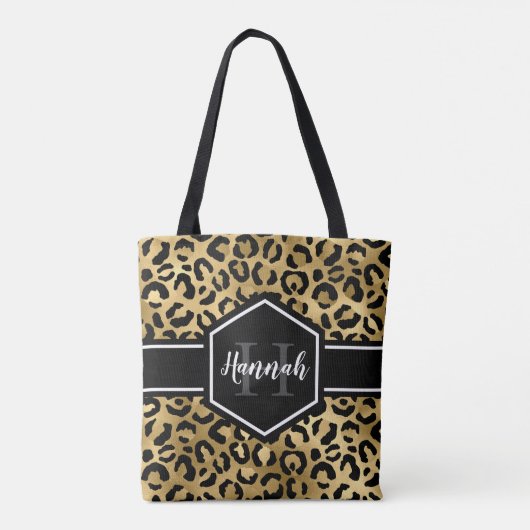 Monogramm aus schwarzem Leopard Tasche (Rückseite)