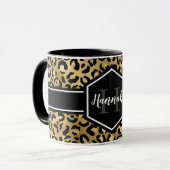 Monogramm aus schwarzem Leopard Tasse (Vorderseite Links)