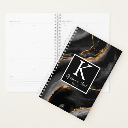 Monogramm aus schwarzem Marmor Modernes Terminieru Planer (Anzeige)