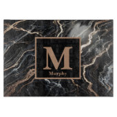 Monogramm aus schwarzem Marmor und Goldvene Schneidebrett (Vorderseite)