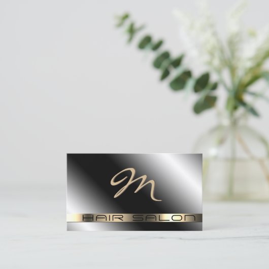 Monogramm aus schwarzem Metall Visitenkarte (Stehend Vorderseite)