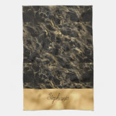 Monogramm aus schwarzem und goldenem Marmor Geschirrtuch (Vertikal)