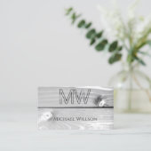 Monogramm aus schwarzem und weißem Holz Visitenkarte (Stehend Vorderseite)