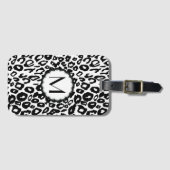 Monogramm aus schwarzem und weißem Leopard Gepäckanhänger (Vorderseite (Horizontal))