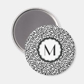 Monogramm aus schwarzem und weißem Leopard Magnet (Vorderseite/Rückseite)